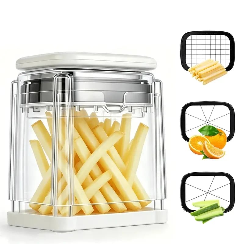 π20K+ SOLD π₯2026 Hot Sale - Fingersafe French Fry Cutter β Stainless Steel Potato Slicer with Detachable Interchangeable Blades