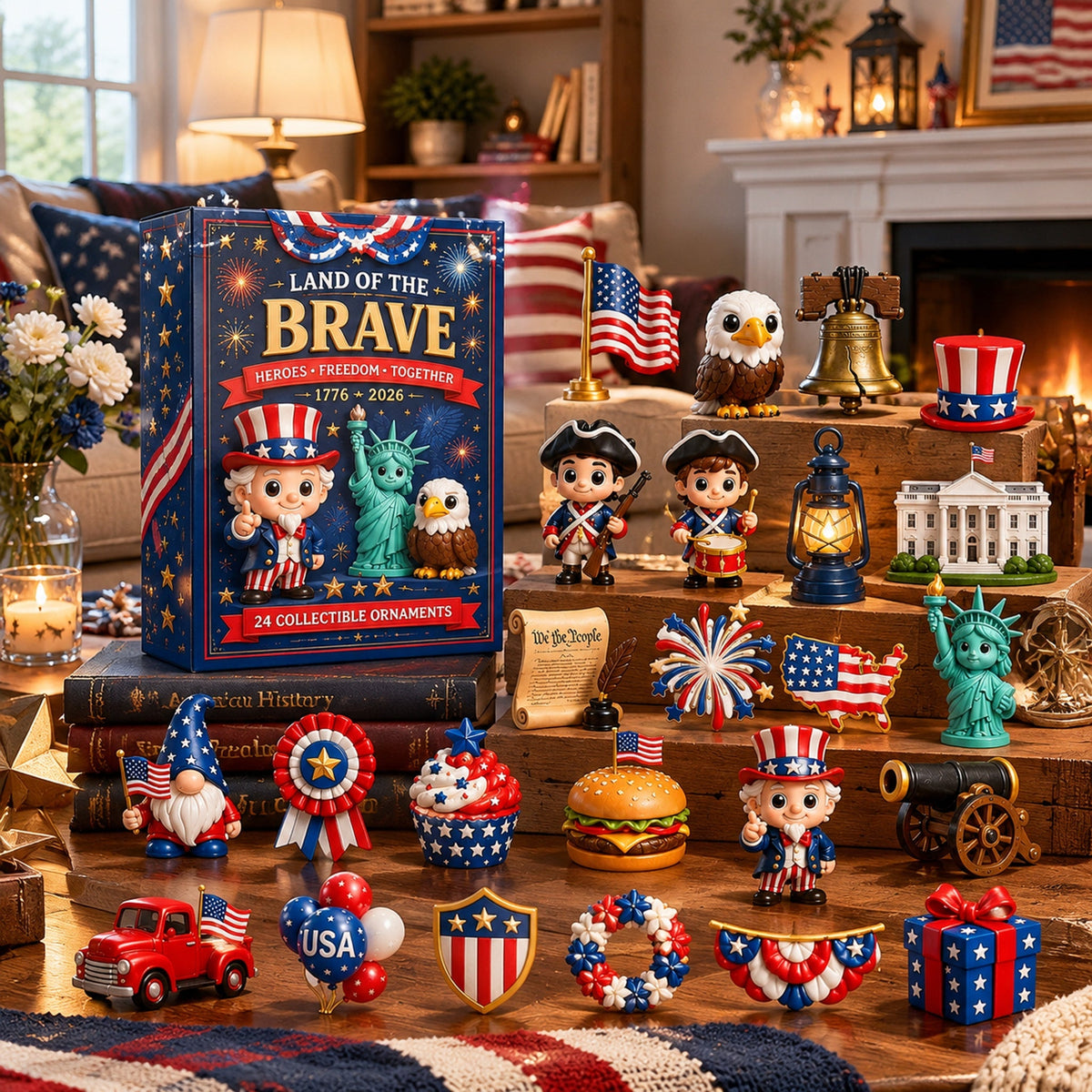 American Spirit ornament collection displayed together