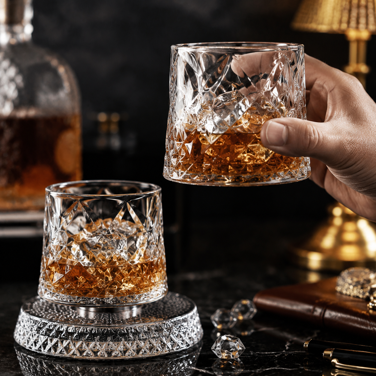 Gyroscope Rotating Whiskey Glass