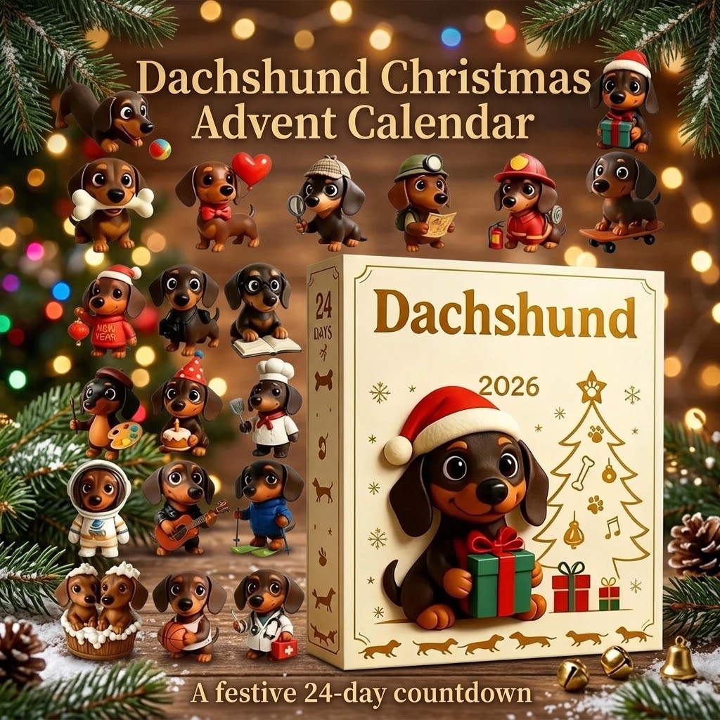 Different dachshund advent calendar characters