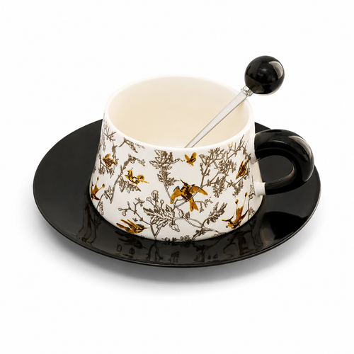Vintage Elegant Ceramic Coffee Cup and Saucer Set