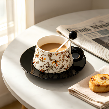 Vintage Elegant Ceramic Coffee Cup and Saucer Set