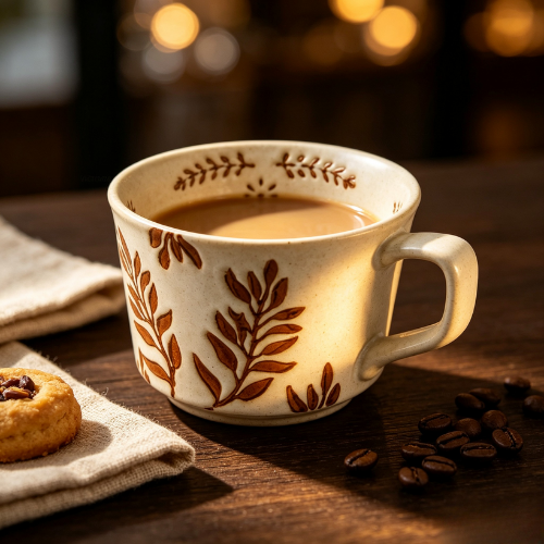Japanese-Style Hand-Painted Coarse Pottery Mug