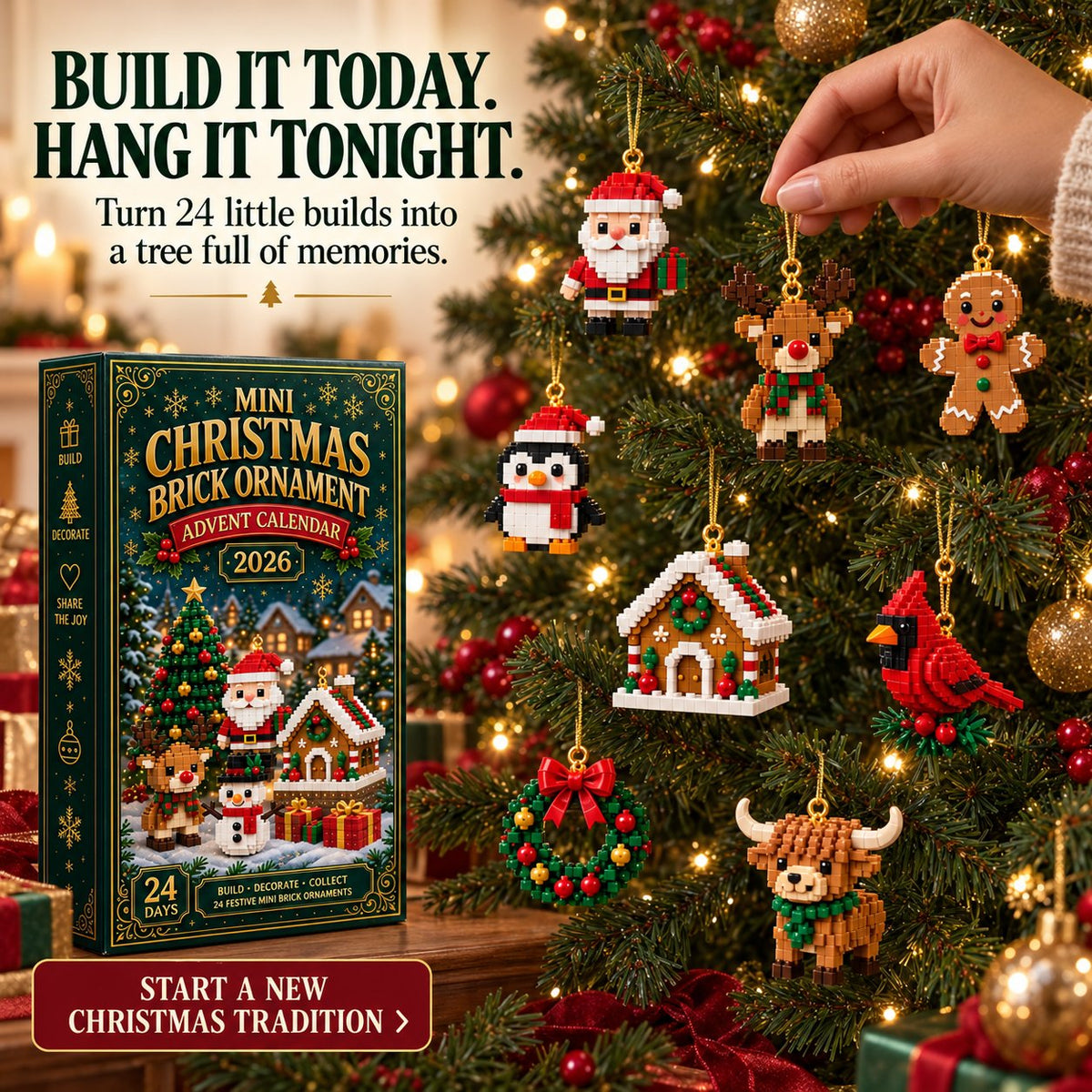 🎄 24-Day Mini Christmas Ornament Advent Calendar | 24 Unique Festive Hanging Designs
